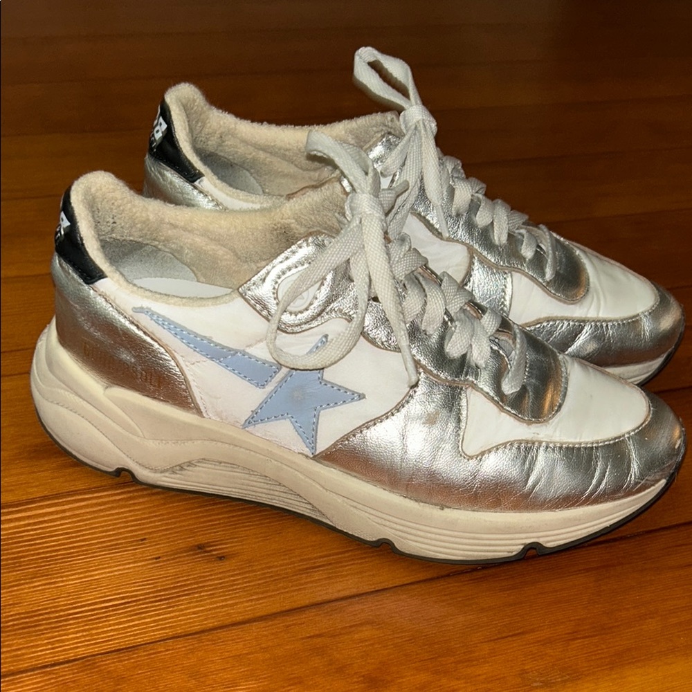 Silver and White Women's Sneakers